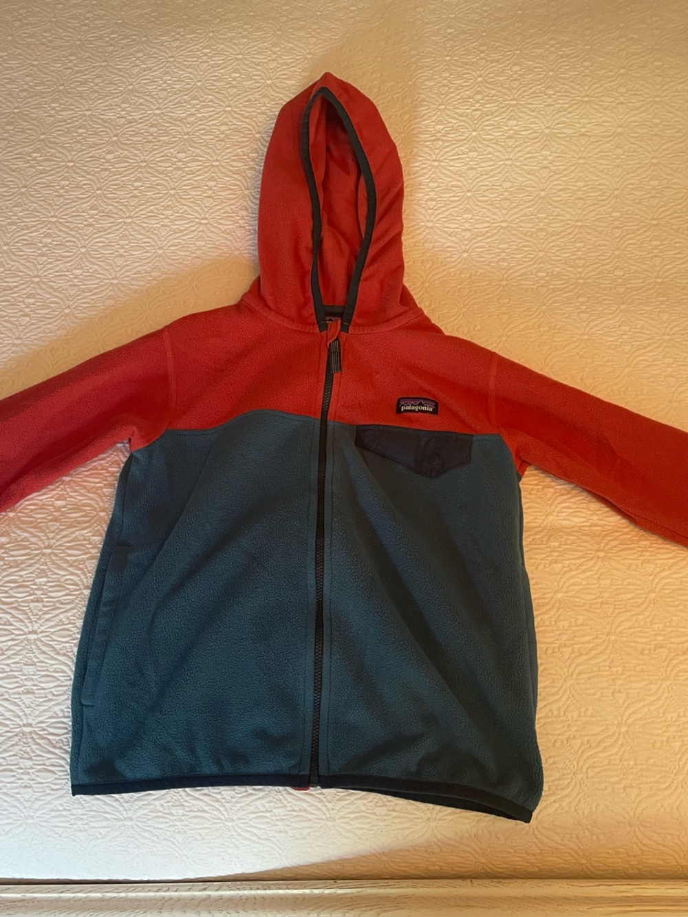 Patagonia Kids Hooded Jacket in Red and Blue